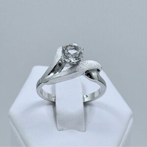 Vintage Sterling Silver White Topaz Lustre Gem Original Ring NWOT